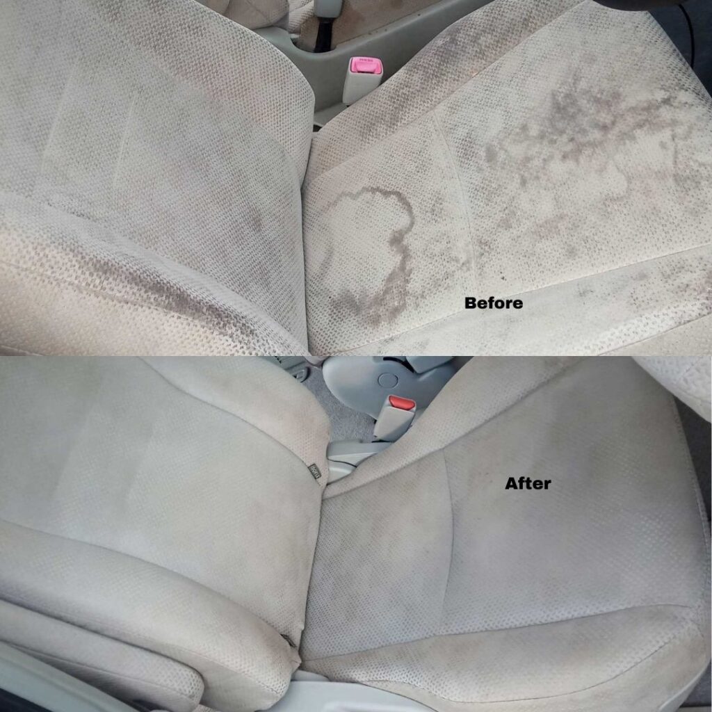 Before and After Fabric Seats Cleaning